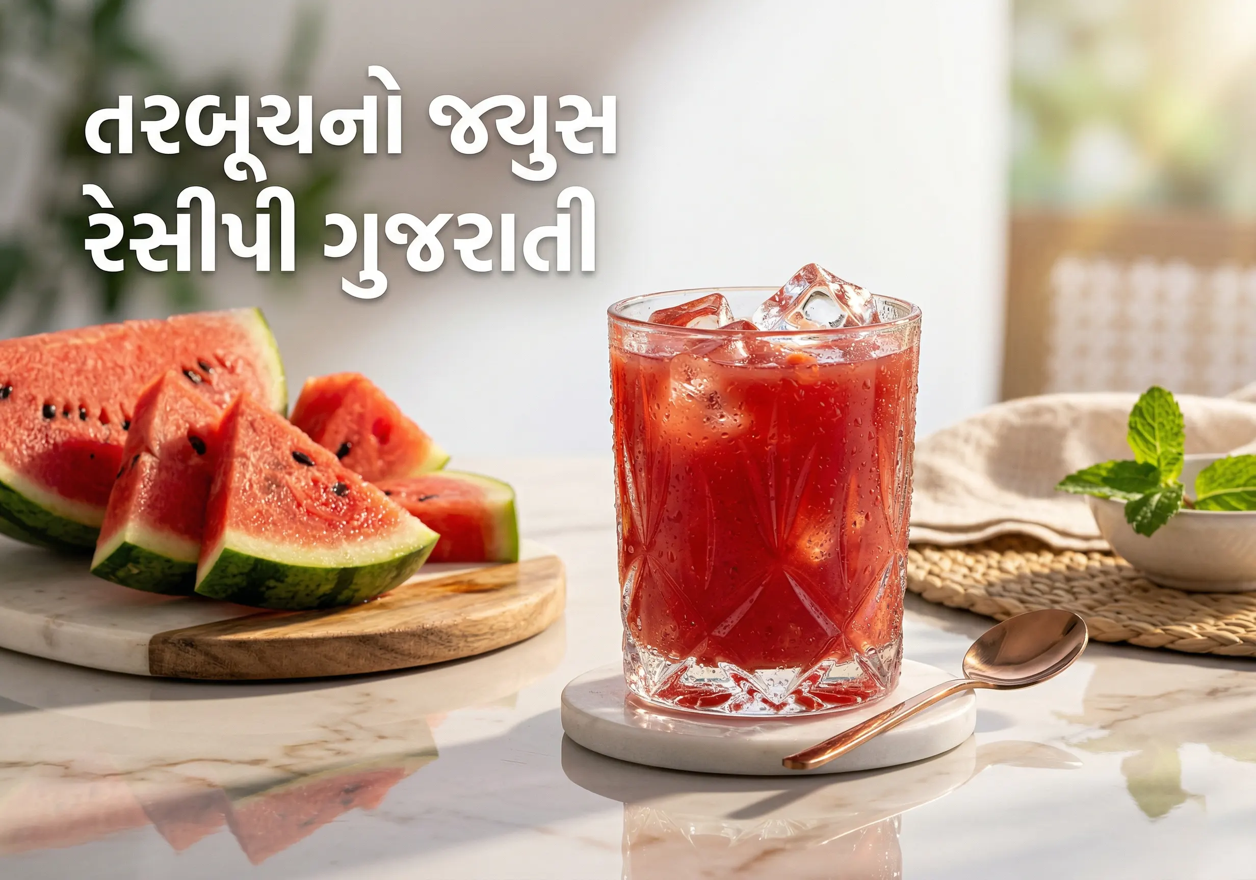 તરબૂચનો જ્યુસ રેસીપી ગુજરાતી | 10 મિનિટ ડ્રિંક