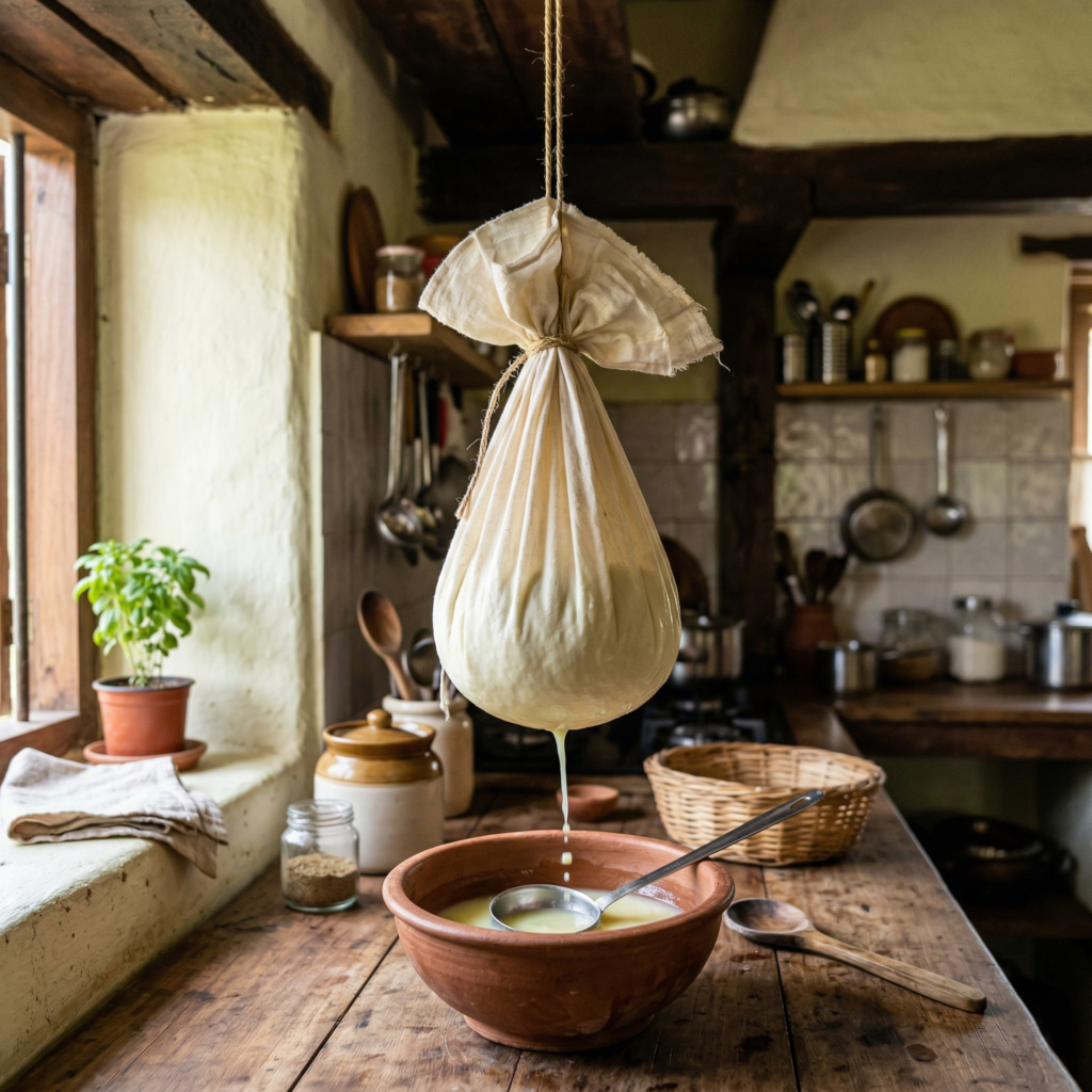 દહીંને કાપડમાં બાંધીને લટકાવવાની રીત – કેરીનો શીખંડ રેસીપી ગુજરાતી