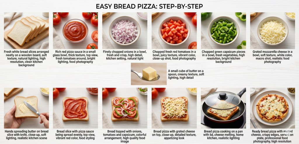 bread pizza without oven gujarati