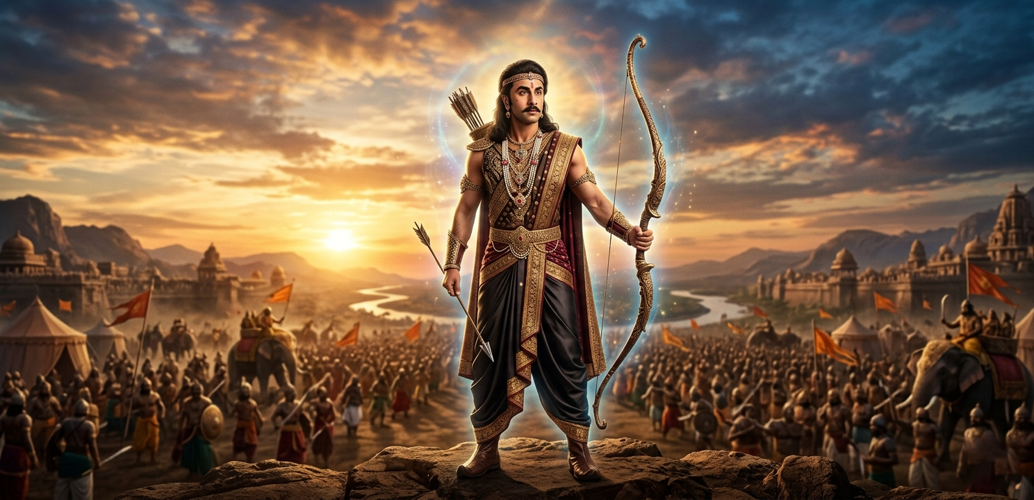 Ranbir Kapoor Ramayana teaser first look as Lord Ram with bow and divine aura