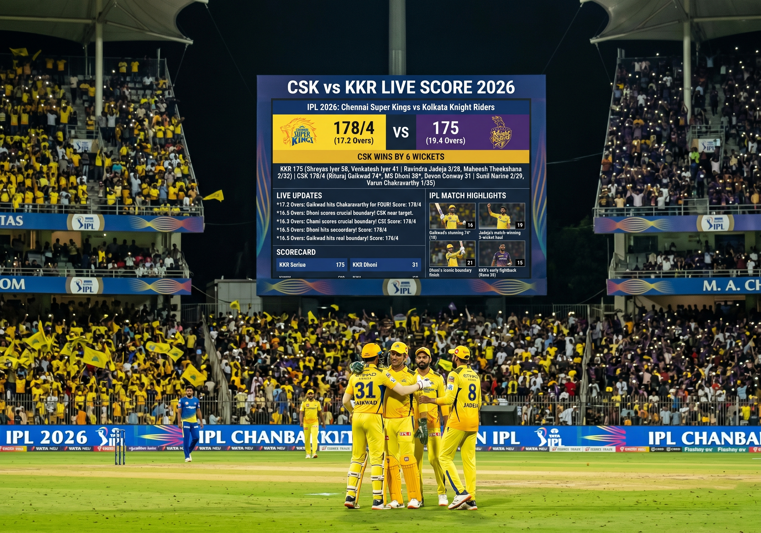 CSK vs KKR Live Score 2026