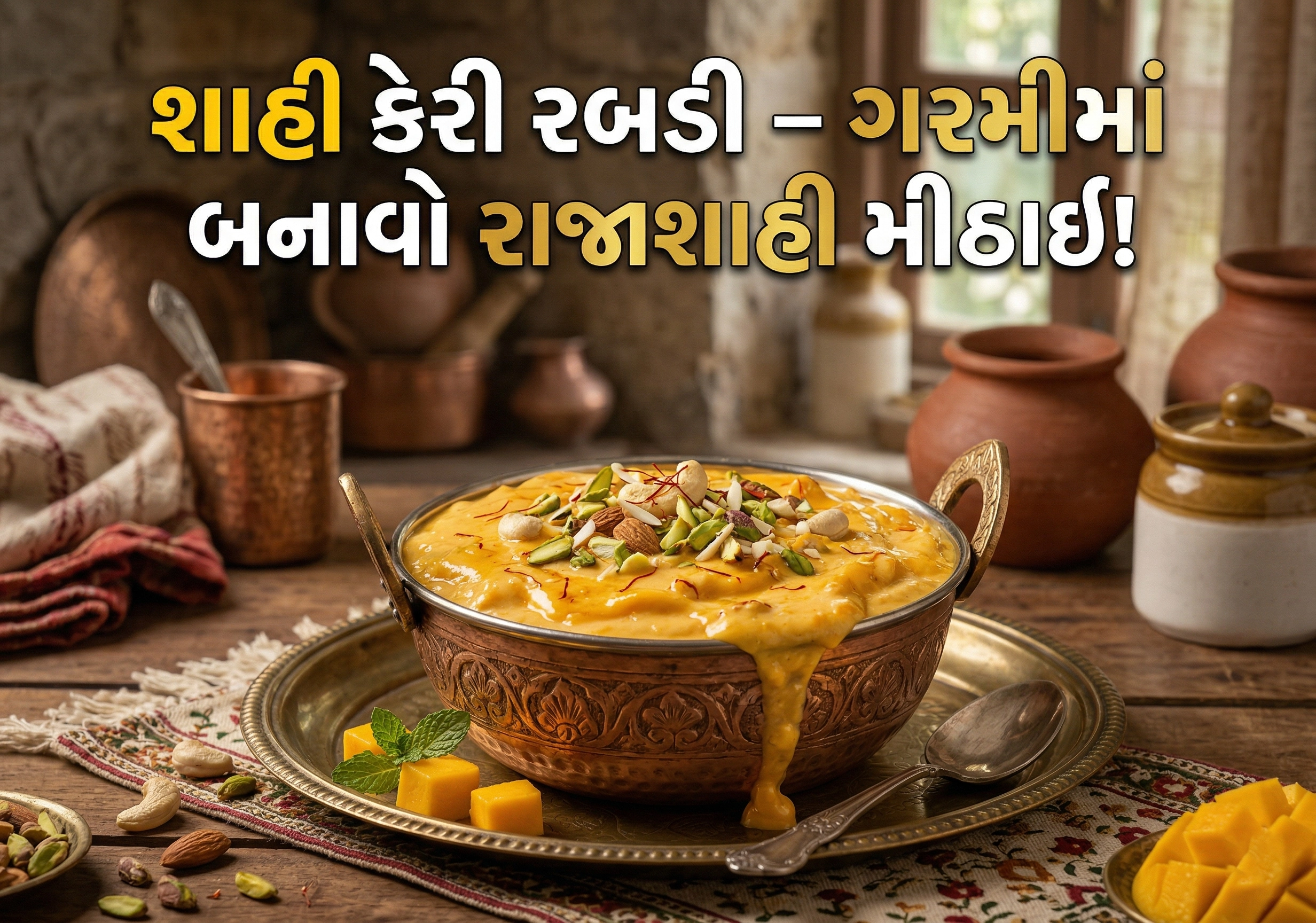કેરી રબડી રેસીપી ગુજરાતી – માત્ર 20 મિનિટમાં બનાવો શાહી ઠંડી મીઠાઈ