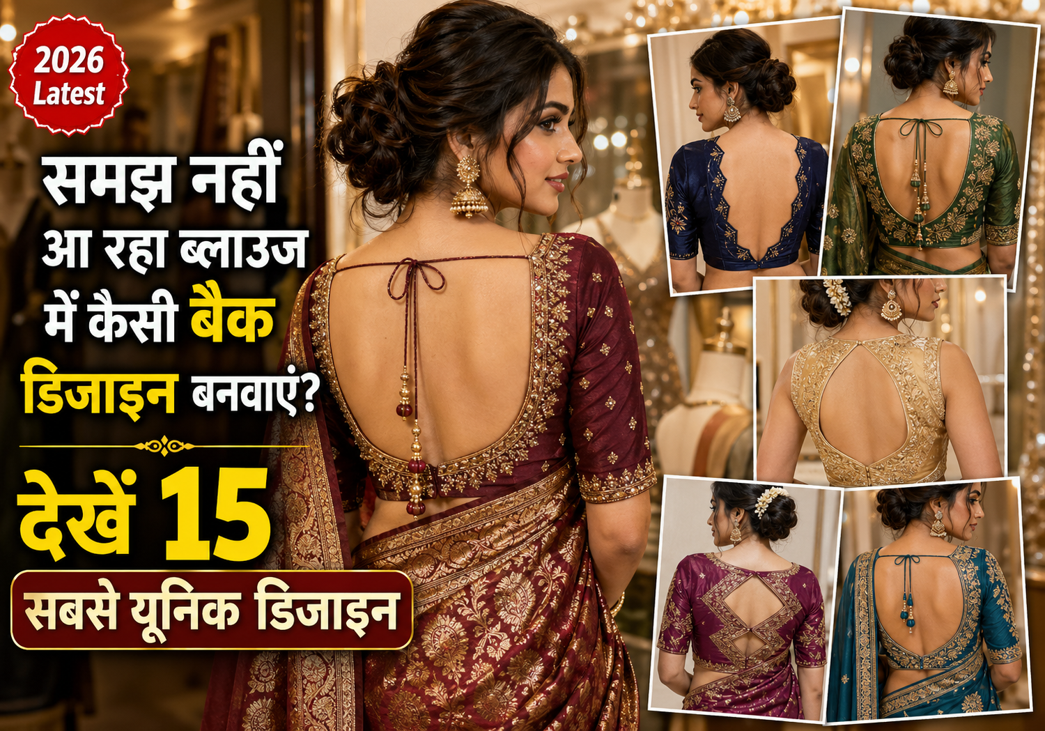 क्या आपको भी नहीं पता ब्लाउज में कैसी यूनिक बैक डिजाइन बनवानी चाहिए? देखें 15 सबसे आकर्षक लेटेस्ट ब्लाउज बैक डिजाइन