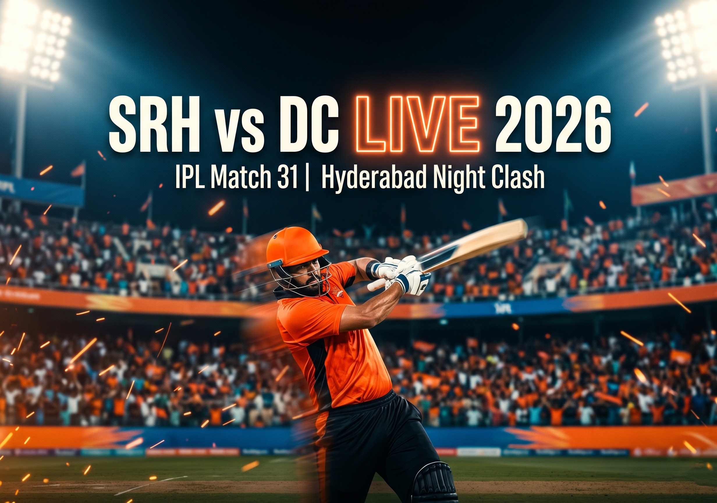 SRH vs DC Match 31 IPL 2026 Prediction live action at Hyderabad night cricket stadium
